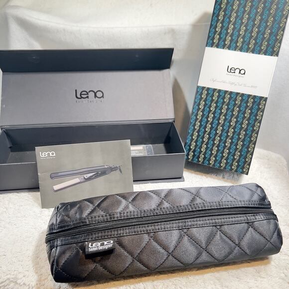 Lena Salon Designer Pro Flat Iron LN-66B New Gift Box Travel Bag Glittery Black - Picture 4 of 16